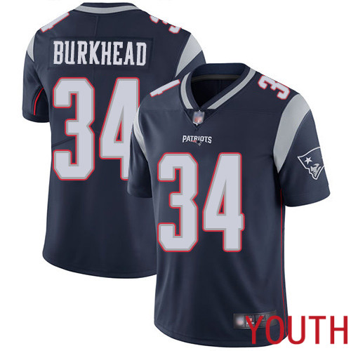 New England Patriots Football #34 Vapor Limited Navy Blue Youth Rex Burkhead Home NFL Jersey